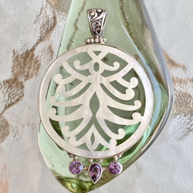 PD 08004 MP-AM-(HANDMADE 925 BALI STERLING SILVER PENDANTS WITH MOTHER OF PEARL)